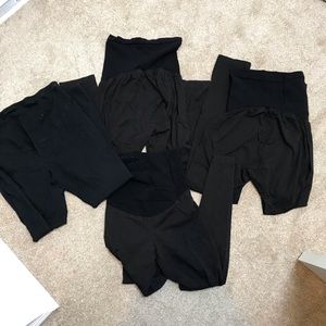 Black full panel maternity leggings